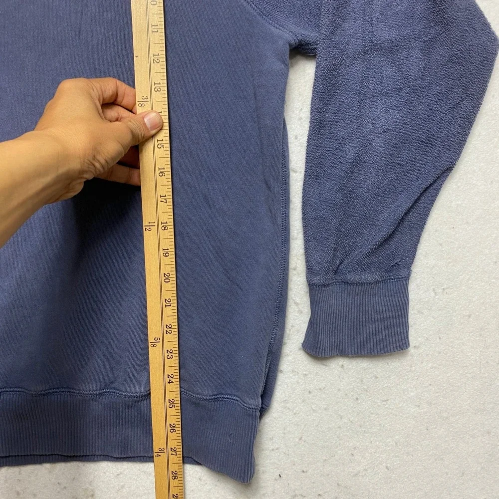 Aerie Sweatshirt Mens Small Blue Raglan Sleeve Textured French Terry Pullover - Picture 3 of 11
